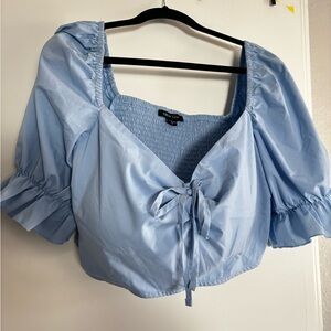 New Look Light Blue Puff Sleeve Blouse